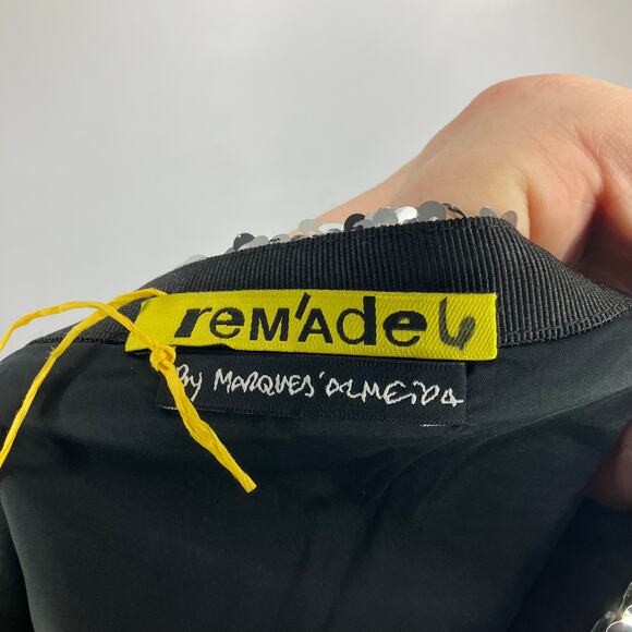 NWT REMADE MARQUES ALMEIDA Sequinned Mini Skirt Silver Medium 6 - Picture 4 of 7